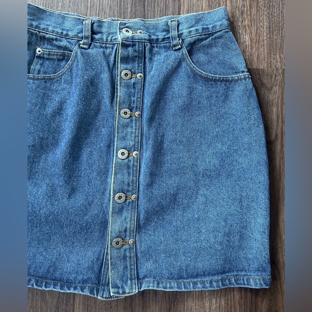 Y2K SQUEEZE JEANS Mini Button Skirt High Rise Indie Sleeze Grunge | Sz 11 / 12 - Picture 4 of 8